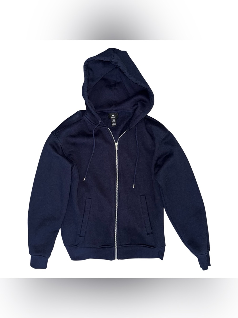 H&M Loose Fit Full Zip Navy Blue Basic Hoodie